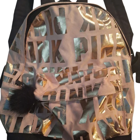 Pink Rosegold On Light Pink Small Bookbag Victorias Secret - Picture 2 of 4